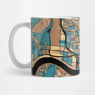 Cincinnati Map Pattern in Mid Century Pastel Mug